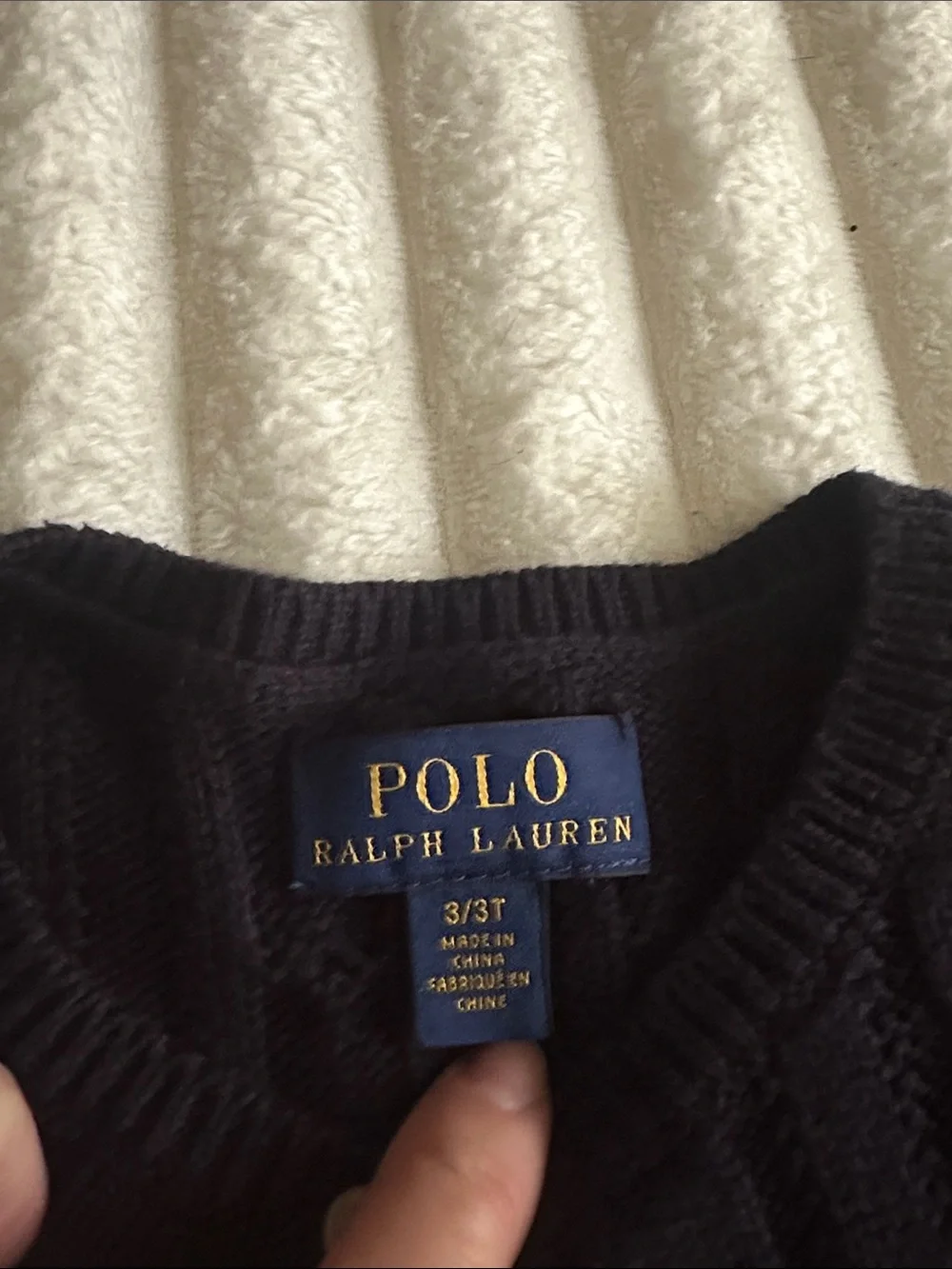 Ralph Lauren Navy Cable Knit Peplum Cardigan with Pink Pony